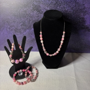 Pink Beaded Necklace Set