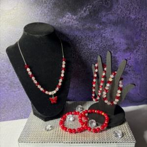 Red Rhinestone Necklace Set
