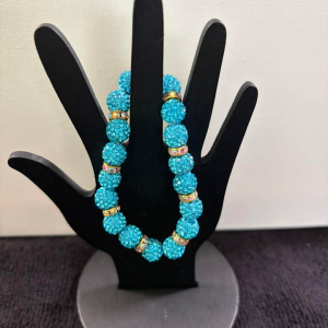 Turquoise Aqua Rhinestone Fireball Stretch Bracelet