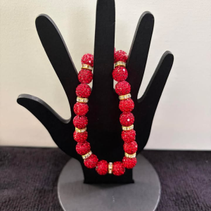 Red Rhinestone Fireball Stretch Bracelet