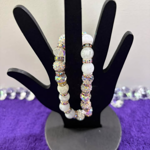 All-Over Silver Crystal Pave Fireball Stretch Bracelet