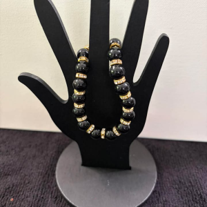 Black Iridescent Faceted Crystal Mix Stretch Bracelet